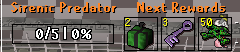 A mission tracker reading "Siremic Predator 0/51 0%" with the next rewards shown alongside it.